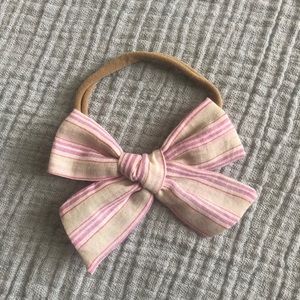 3/$10 Pink and Tan Stripe Baby Bow